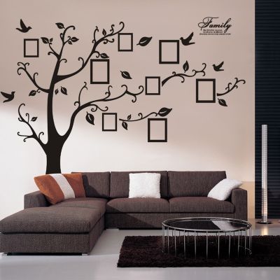 Large 250x180cm/99x71in 3D Black DIY Photo Tree Wall Sticker Decals/Adhesive Family PVC Wall Stickers Mural Art Home Decor