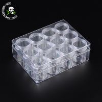 12pcs/Set Rectangle Clear Plastic Bead Storage Containers Small Round Box Jars Make Up Organizer Boxes Jewelry Accessory