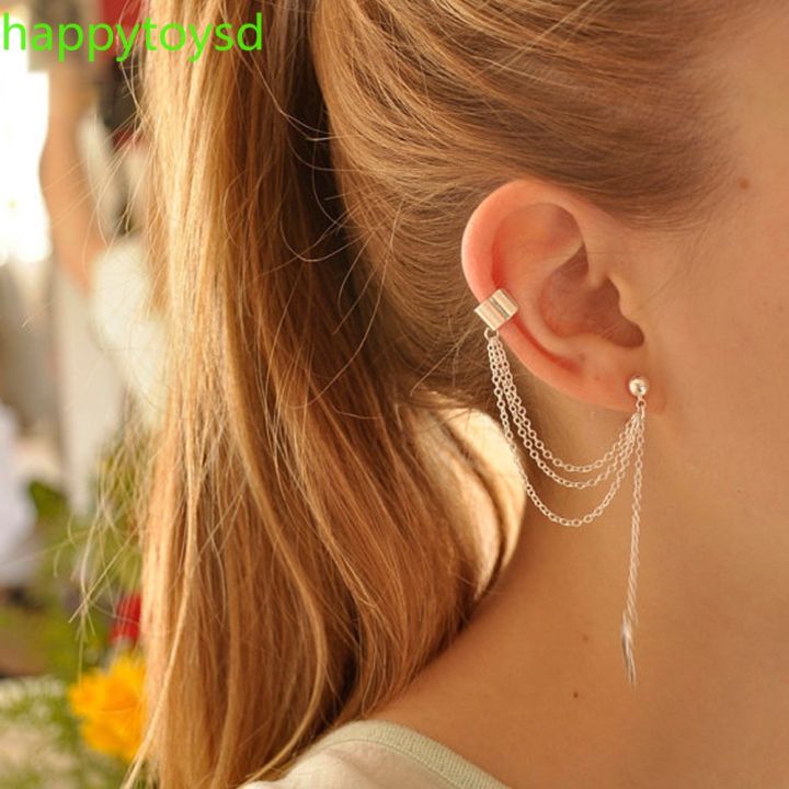 Feather Ear Cuff | Silver Feather Ear Clip | Unisex Clip Earrings |  Non-piercing Clips | Wrap Earrings Silver | Couple Earrings Feather