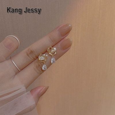 Kang Jessy โอปอลผีเสื้อรักหยดน้ำต่างหูเพทายหญิง s925 การออกแบบเฉพาะกลุ่มเข็มเงินต่างหูอารมณ์ระดับไฮเอนด์ฤดูร้อน