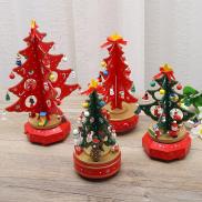 Christmas Tree Decorations Christmas Tree Music Box Wooden Rotating Music