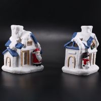 Christmas LED Light Snow House Village Luminous Christmas Ornament Figurine Christmas Decorations Crafts Xmas Decor