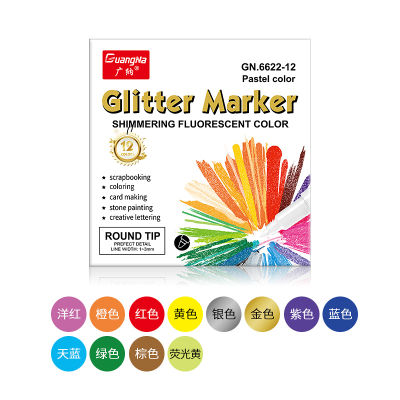 Glitter Acrylic Paint Pens 12 Colors Sparkle Permanent Marker Pens Quick Dry for Greeting Gift Cards Poster Album,Fine Tip