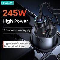 【Extraordinary Products】✖USAMS หน้าจอดิจิตอล245W ที่ชาร์จแบตในรถเร็ว PD QC 3.0 AFC FCP สำหรับ iPhone iPad Huawei Xiaomi แล็ปท็อปและแท็บเล็ตโทรศัพท์ Samsung