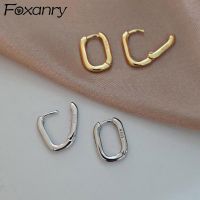 Foxanry ป้องกันภูมิแพ้หูสตั๊ดสีเงินแฟชั่นฝรั่งเศสของขวัญเครื่องประดับเจ้าสาววงกลมรูปตัวยูทำด้วยมือ