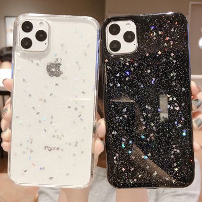 Soft Silicone Transparent Glitter Phone Case For 11 12 mini Pro Max XS X XR 7 8 6 6S plus SE 2020 Shockproof Cases Cover