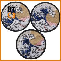 BTC3 3pcs รีดบน แพทช์ญี่ปุ่น 9ซม. ค่ะ เดอะเกรทเวฟออฟ แพทช์ The Great WAVE OFF เย็บบนป้าย 3.5นิ้วค่ะ แพทช์คานากาว่า งานฝีมือเสื้อผ้า DIY