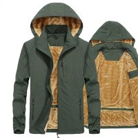 Winter Mens Casual Thick Wool Hooded Waterproof Windproof Jacket Mens New Outdoor Adventure Jacket 5XL Plus Size Parka