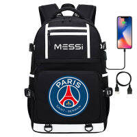 Paris Saint Germain F.C.S หมายเลข30 Messis กระเป๋าสะพายหลังกีฬานักเรียนสำหรับผู้ชายกีฬาสำหรับผู้หญิงฟุตบอลดาวพิมพ์ USB นักเรียนเยาวชนกระเป๋านักเรียนผู้ชายและผู้หญิงกระเป๋าเป้สะพายหลังพักผ่อนกระเป๋าสะพายเดินทาง0000