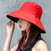 หมวกบัคเก็ต ใบใหญ่ 2สีใน1ใบ ใส่ได้สองด้าน (มีสายคล้องคาง) big bucket hat 2in1