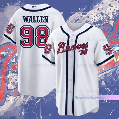 Braves 98 Baseball Jersey Shirt, Wallen Jersey, Western Shirt, 98 Braves Shirt, Cowboy Shirt, Westerns gift, Wallen