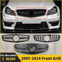 Front Inlet Grille Bumper Grill For Mercedes W204 C204 S204 C43 Benz C 2007-2014 AMG GT R Diamond Style Grid Tuning Accessories