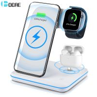 【Enjoy electronic】 Soporte de cargador inalámbrico 3 en 1 Qi estación de carga rápida de 15W para AirPods Pro   Watch 7 6 SE 5 4 iPhone 14 13 12 11 XS X 8