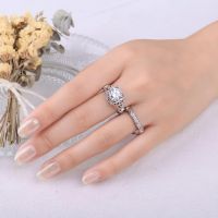 JewelryPalace New 2 Pcs Solid 925 Sterling Silver Wedding Engagement Ring for Woman 2.9ct Simulated Diamond AAAAA CZ Bridal Sets