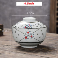 Korean Kimchi bowl with Cover Classical blue white ceramic stew soup bowl egg Stew tea steamed bowl japanese rice ramen bowl