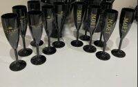 Black Acrylic Champagne Flutes Glass Set x 12