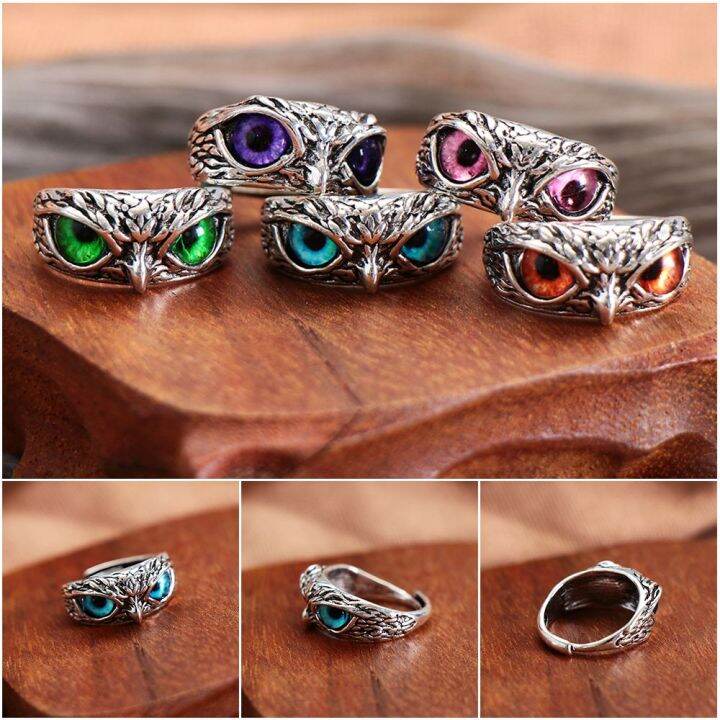 897gongs-คู่รัก-jewelry-ของขวัญ-open-adjustable-owl-eye-statement-ring-vintage-ring