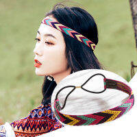 Boho ที่มีสีสันถัก H Eadbands วินเทจไม่ลื่นยืดหยุ่น Bandanas H Airband สำหรับสาวซัมเมอร์บีชปาร์ตี้อุปกรณ์ผม...