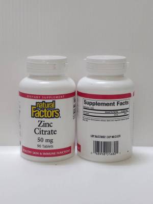 🔥Super Sale🔥Natural Factors Zinc Citrate 50 mg 90 Tablets (ลดสิว เสริมภูมิต้านทาน) (exp.07/25)