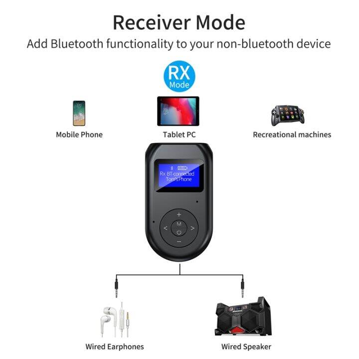 bluetooth-5-0-audio-transmitter-receiver-3-5mm-jack-aux-wireless-audio-adapter-lcd-display-with-mic-for-tv-speaker-car-stereo