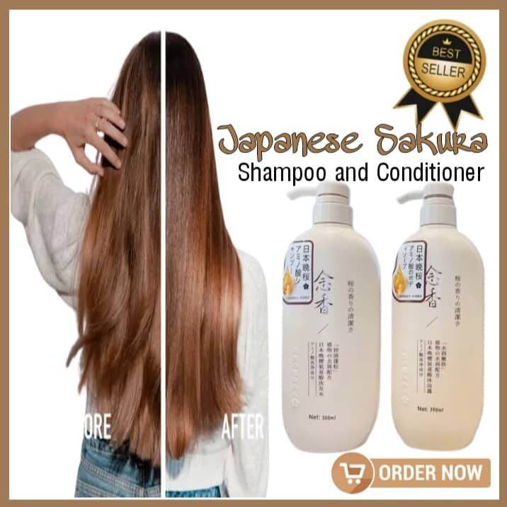 Natural Japanese Sakura Shampoo and Conditioner Japan Hair Grower Anti Dandruff Silky Hair, Hair