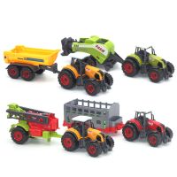 2M PCS Mini Diecast Farm Pull Back Tractor Vehicle Car Carriage Construction Car Model Set Collection for Kids Gift