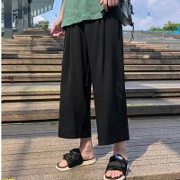 COD SDFERTREWWE ⚡W-KING⚡ Summer Thin Ice Silk Breathable Boy Men Loose Harem Pants Casual Pants Cropped Pants Plus Size Korean Pants Sports Jogging Pants