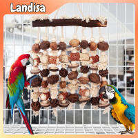 Parrot Hanging Chewing Toys Natural Wooden Blocks Corn Cob Nuts Bird Cage Accessories For Relieve Boredom