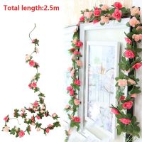 2.5M Artificial Rose Flowers Rattan Autumn Small Peony String Decor Silk Fake Garland For Wedding Home Hotel Garden Decoration