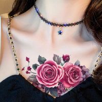 Flower arm rose belly covering large picture flower tattoo sticker 1 size 12-19 cm Stickers