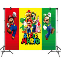 [ในสต็อก] Super Marios 125*80ซม. 3D การ์ตูนพื้นหลังผ้า Tapestries &amp; Hangings วันเกิด Baby ร้อยวันตกแต่งถ่ายภาพพื้นหลังผ้า