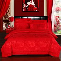 [COD] Wedding four-piece set wholesale bedding satin jacquard quilt bed sheet double 2.0m2.2m manufacturer