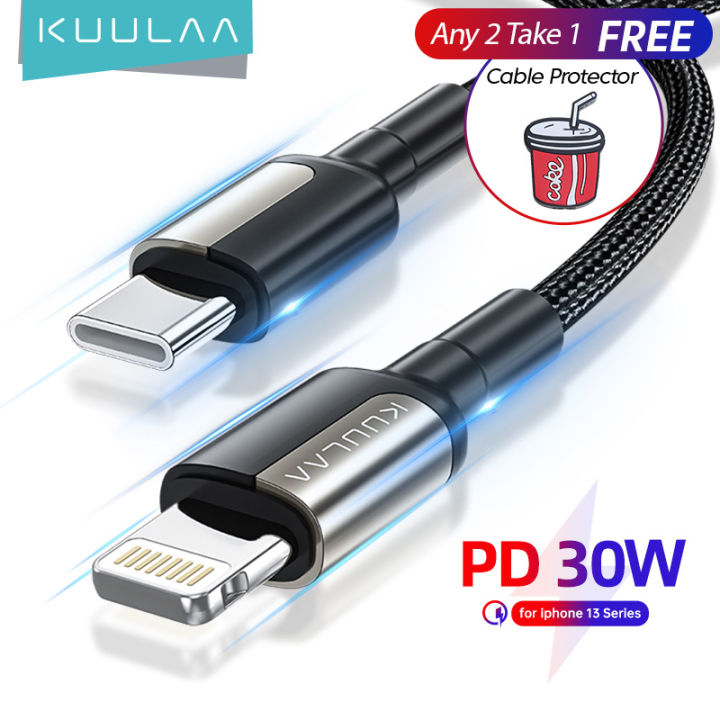KUULAA 30W Cáp USB C to Lightning chất lượng cao cho Macbook iPhone 12 Mini  12
