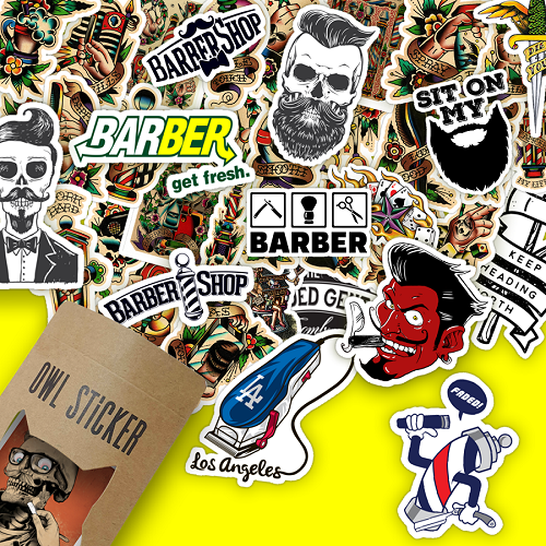 Decal dán tường Stickers chủ đề BARBERSHOP trang trí Tiệm hớt Tóc  Barbershop