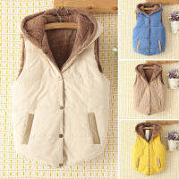 เสื้อกั๊กสตรี Coat Hooded Plush ซับเดียว Breasted หลวม Fit 2กระเป๋าด้านข้างรักษาความอบอุ่นสีทึบใส่ลำลองสำหรับฤดูใบไม้ร่วงฤดูหนาว Lady เสื้อแจ๊คเก็ตผู้ชายสำหรับสวมใส่ทุกวันเสื้อกั๊กสตรีเสื้อกั๊กแจ็คเก็ต