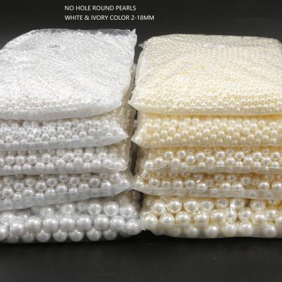 2-18mm No Hole white round plastic Acrylic ABS Imitation pearl beads charm loose beads Counter display bead craft Jewelry Making