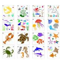 2021 New 16 PcsSet 15cm Marine Life DIY Layering Stencils Set Painting