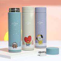 Kpop BTSHARE21 Bangtans Boys Stainless Steel Thermos Cute Cartoon Water Bottle 500ML Thermal Cup Coffee Travel Mug Kitchen Gifts