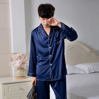 Gifts Spot 2022 New Products MenS Elastic Satin Chiffon Pajamas Spring And Summer Simulation Silk Long -Sleeved