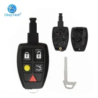 OkeyTech Key Shell for Volvo XC70 XC90 V50 V70 S60 Smart Card 5 Button Car Key Cover Case Housing with Insert Blade for Volvo