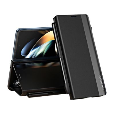 【5AceShop 】เคสโทรศัพท์หนังบางเฉียบดูดซับด้วยไฟฟ้าด้านข้างพร้อมปากกาสำหรับ Samsung Galaxy Z พับ5G