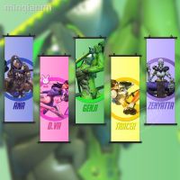 ☇ผ้าใบเกมตกแต่งบ้าน Ana Overwatch งานศิลปะ D. Va ภาพวาด Genji ที่แขวนรอยม้วนพิมพ์ Zenyatta โปสเตอร์ภาพ