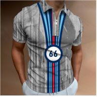 Vintage MenS Zip Polo Shirt 3d Printed Road Racing Oversized T-Shirt Blouse Casual Street Vacation 5xl Zip Polo Race Clothing