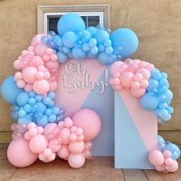 196Pcs Gender Reveal Balloons Garland Macaron Pink Blue Gold Balloon Arch Kit Celebration Baby Shower Girls or Boys Decorations Balloons