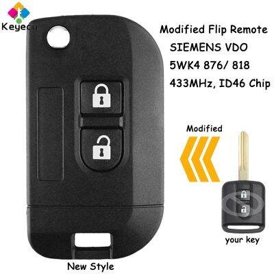 KEYECU แก้ไขกุญแจรถยนต์รีโมทพลิกสำหรับ Renault Maxity สำหรับ Nissan Qashqai Elgrand X-TRAIL Navara Micra K12 Fob 5WK4 876 / 818