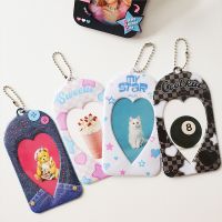 1 buah portabel cinta hati 3 inci Kpop foto pemegang kartu hati berongga kredit ID kartu Bank kartu Bus Foto casing pelindung