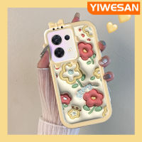 YIWESAN เคสสำหรับ OPPO Reno 8 5G เคสลายการ์ตูนน่ารัก3D ดอกไม้สีรุ้งสีสันสดใสเคสมือถือกันกระแทกกันรอยขีดข่วนกันลื่นฝาครอบป้องกันโปร่งใส