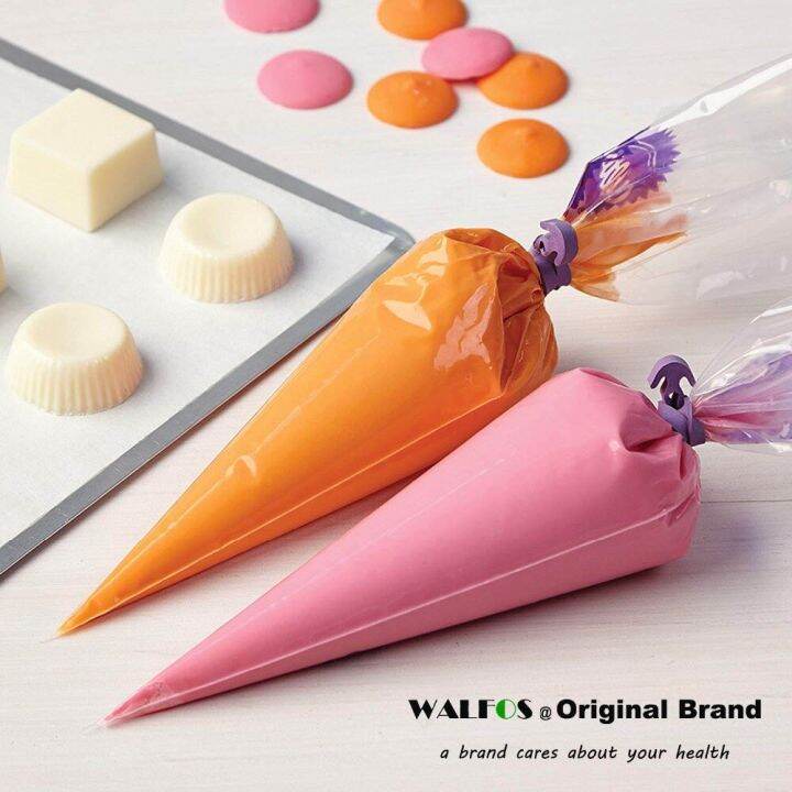 walfos-10ชิ้นแหวนถุงน้ำตาลไอซิ่งซิลิโคนใช้ซ้ำได้แบบทำมือใช้ซ้ำได้ถุงตกแต่งสายยางรัดเครื่องมือทำเพสตรีไม่รั่ว