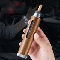 Mini Handheld Ashtray Walnut Wood Non-Dropping Ashtray Portable Car Smoking Non-Projectile Cigarette Holder Ash Organizer