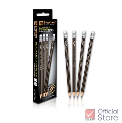 Elephant ดินสอ ดินสอดำ 2B จำนวน 12 แท่ง ดินสอไม้ (จำนวน 1 กล่อง)